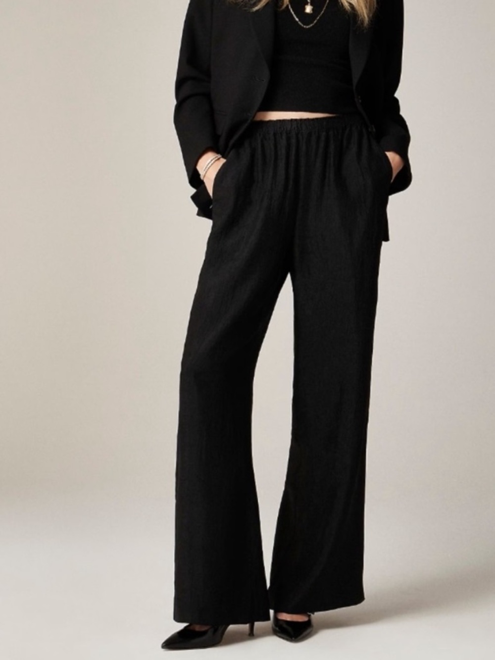 J.Crew Stratus Pant in Textured Satin Black